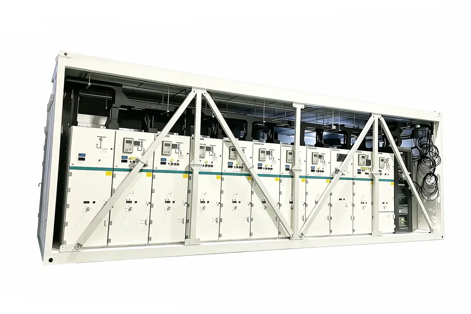 Container-type sheet metal energy storage cabinet integrated with battery modules for data center power supply