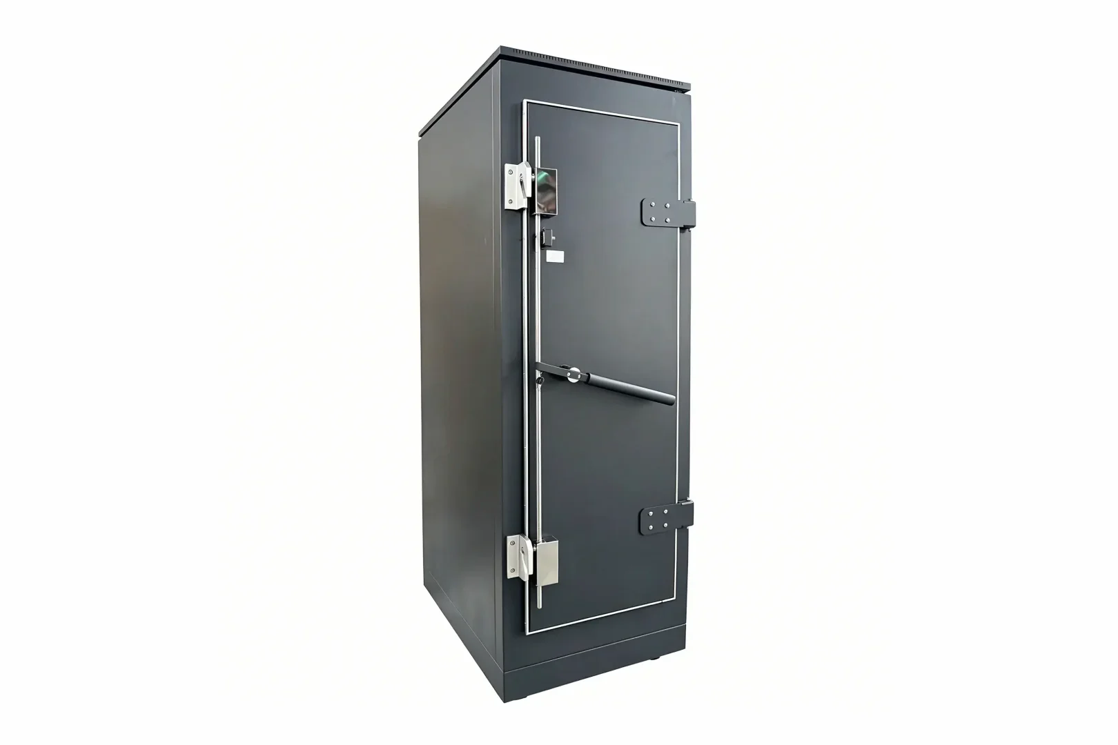 Floor standing EMI RF shielded server cabinet with full sealing door and heavy-duty locking mechanism for signal isolation