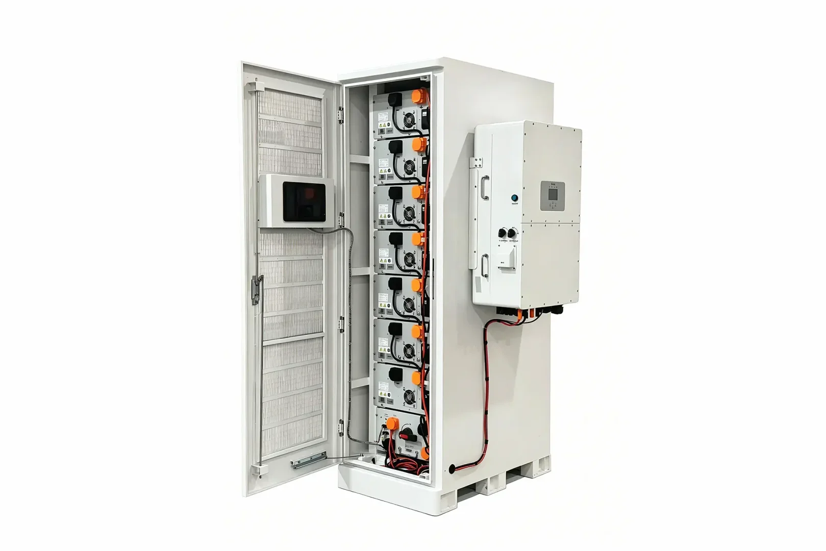 Custom sheet metal energy storage cabinet shell with reserved mounting spaces for cooling AC, smoke sensors, fire gear and thermal insulation