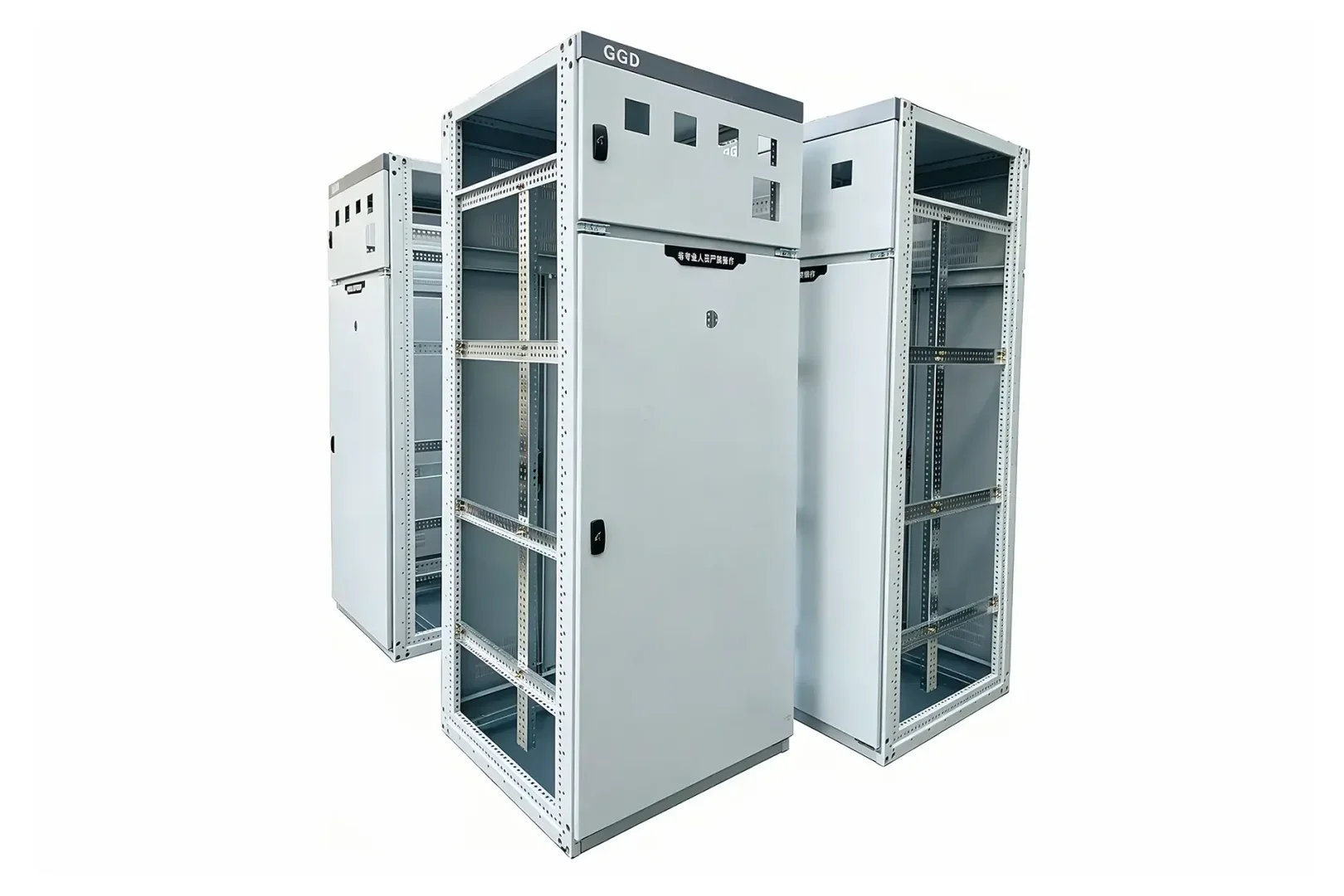 Custom sheet metal low voltage main power distribution enclosures with adjustable mounting rails
